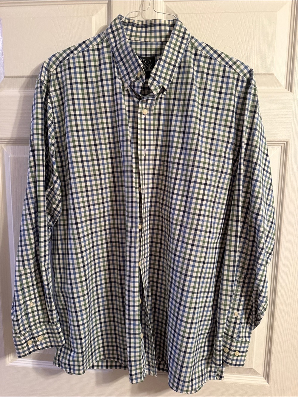 Jos. A. Bank Blue and Green Gingham Button-Down Shirt